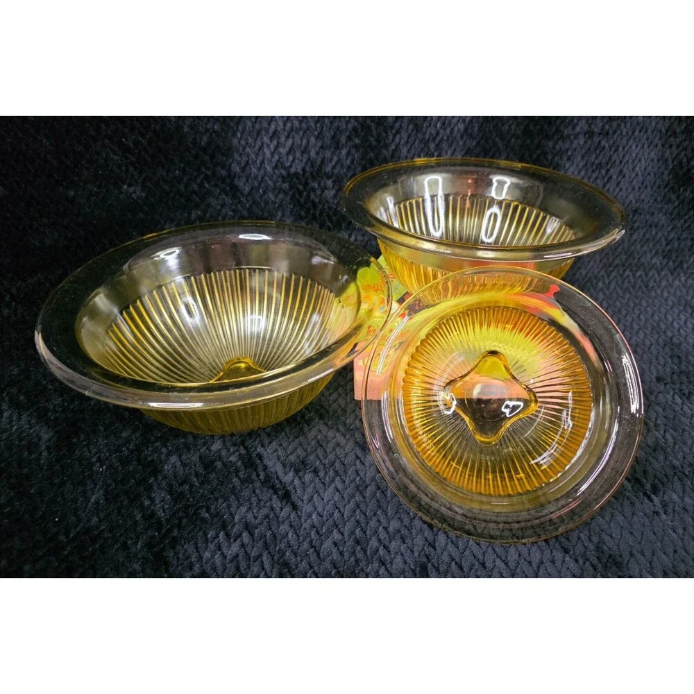 3 VTG "Golden Glow" Depression Glass Nesting Mixing Bowls by Federal Glass Co - Picture 2 of 14